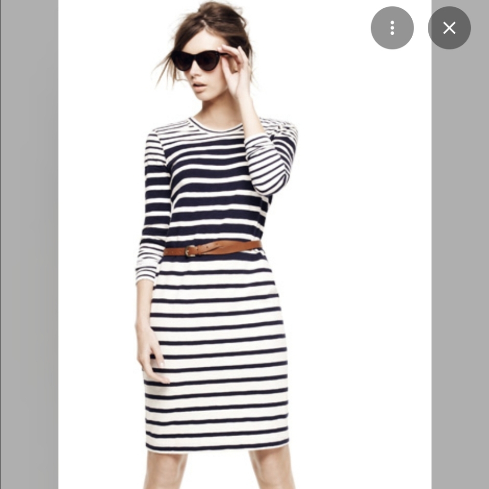 Altuzarra for J. Crew "Patricia" Navy & Cream Striped Long-Sleeve Dress